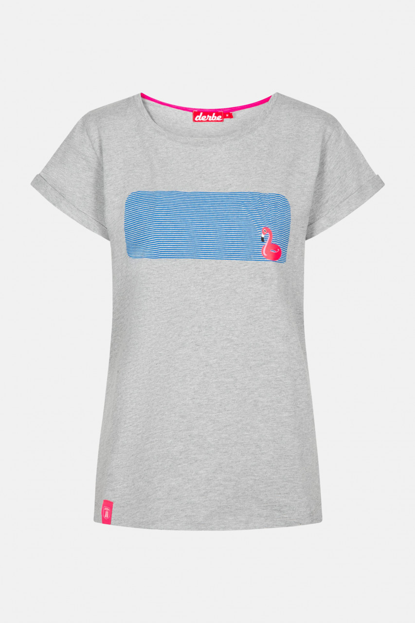 Derbe Flamingo Damen T-Shirt Grey Melange Hellgrau