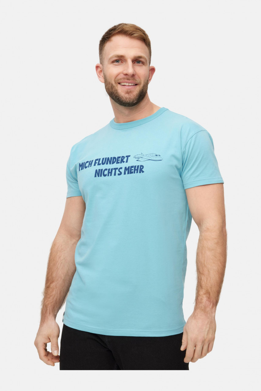 Derbe T-Shirt Flunder Herren Hellblau Türkis GOTS Organic