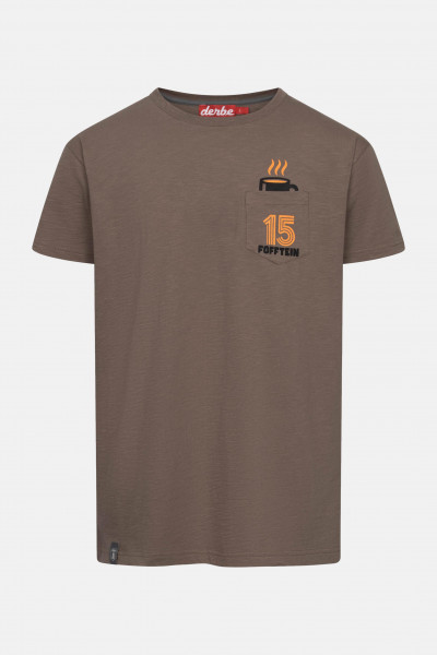 Derbe T-Shirt Fofftein Pocket Herren Braun GOTS Organic