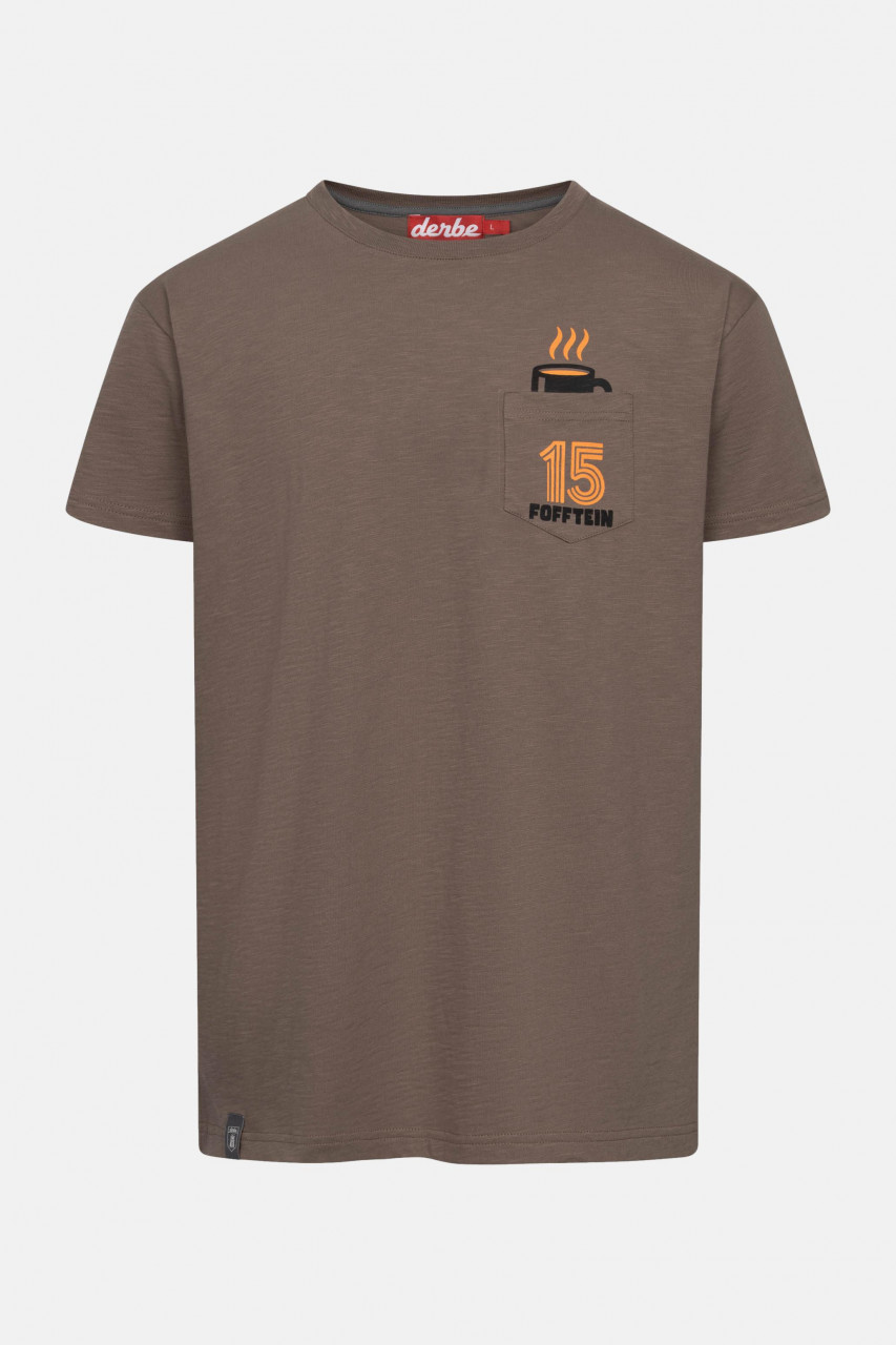Derbe T-Shirt Fofftein Pocket Herren Braun GOTS Organic