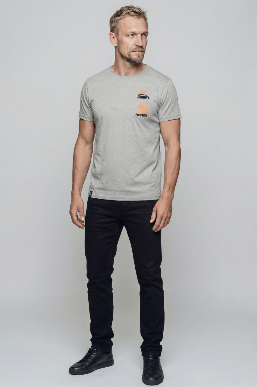 Derbe T-Shirt Fofftein Pocket Herren Beige Grau GOTS Organic