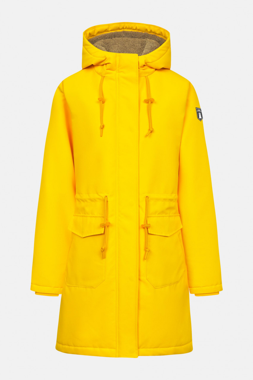 Derbe Winterjacke Friese Festholm 90er Damen Gelb Warm Gefüttert