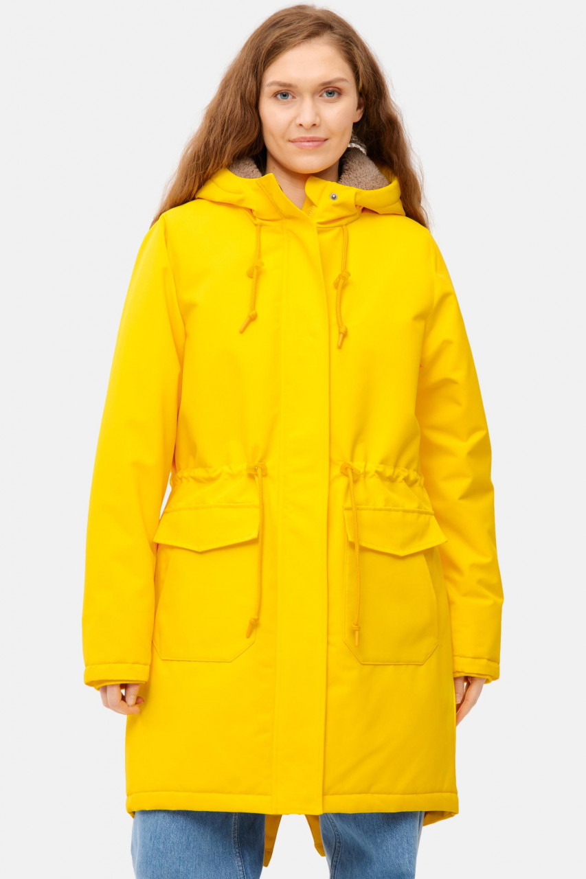 Derbe Winterjacke Friese Festholm 90er Damen Gelb Warm Gefüttert