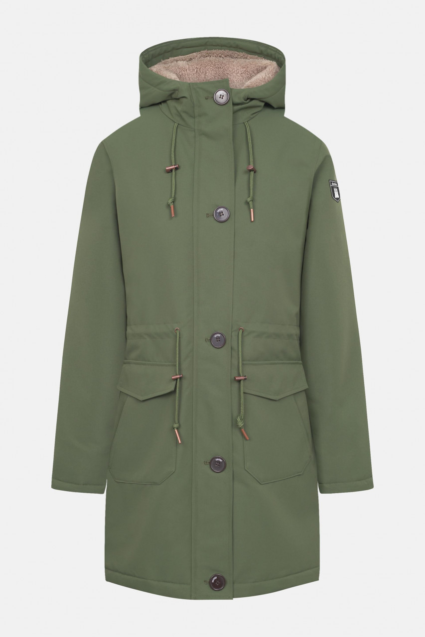 Derbe Winterjacke Friese Festholm Damen Oliv Grün Parka