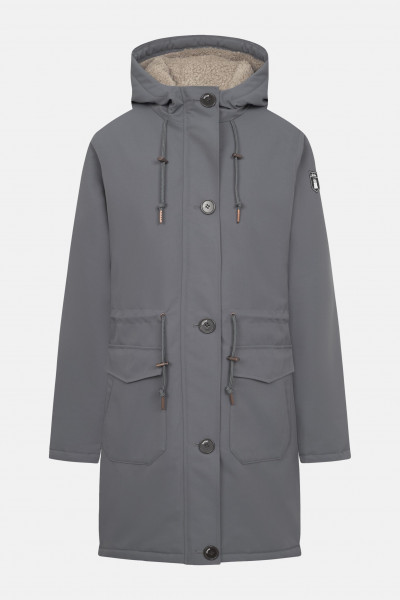 Derbe Winterjacke Friese Festholm Damen Grau Warm Gefüttert