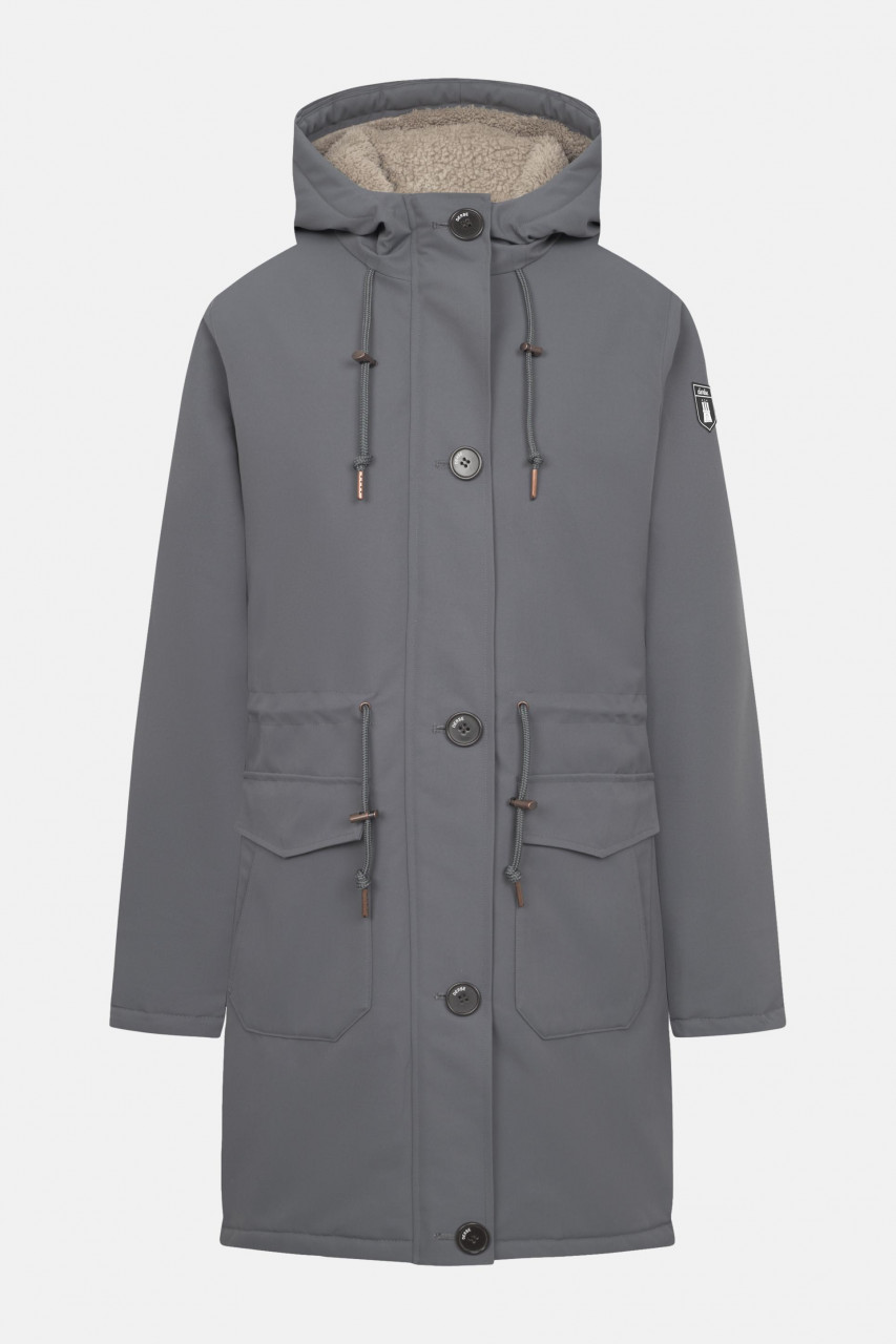 Derbe Winterjacke Friese Festholm Damen Grau Warm Gefüttert