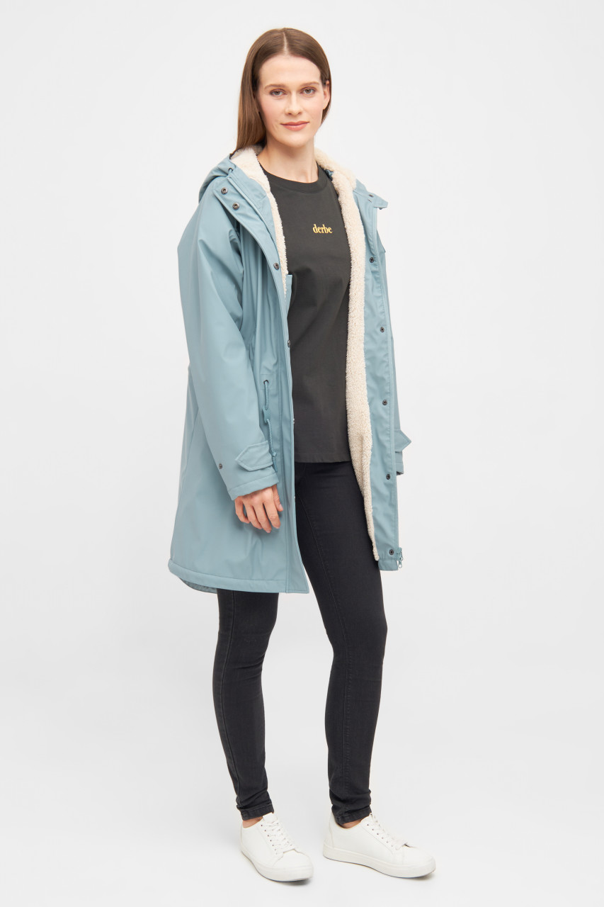 Regenjacke Derbe Travel Cozy Friese Blau Derbe Regenmantel