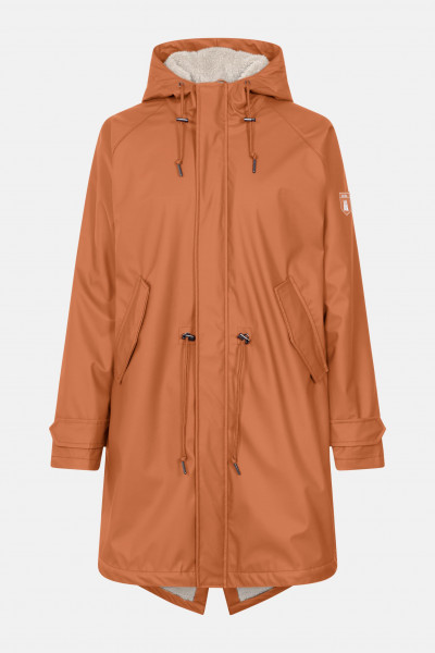 Derbe Friese Tidaholm Damen Regenjacke Orange Braun Gefüttert Derbe Friese Tidaholm Damen Regenjacke Orange Braun Gefüttert