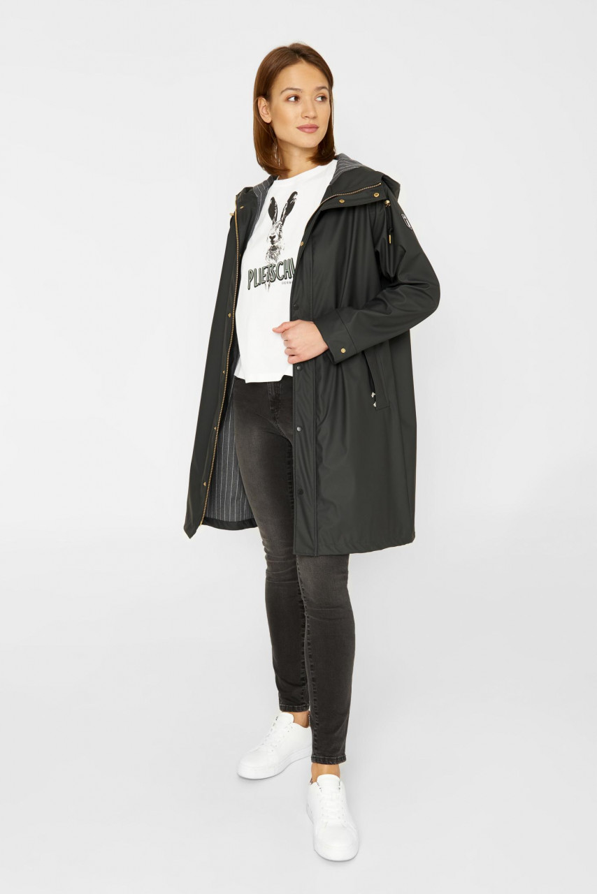 Derbe Friese Wittby Damen Regenjacke Pinstripe Phantom Schwarz