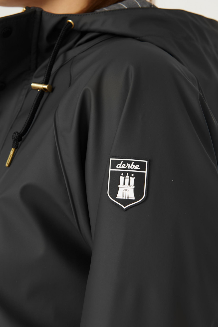 Derbe Friese Wittby Damen Regenjacke Pinstripe Phantom Schwarz