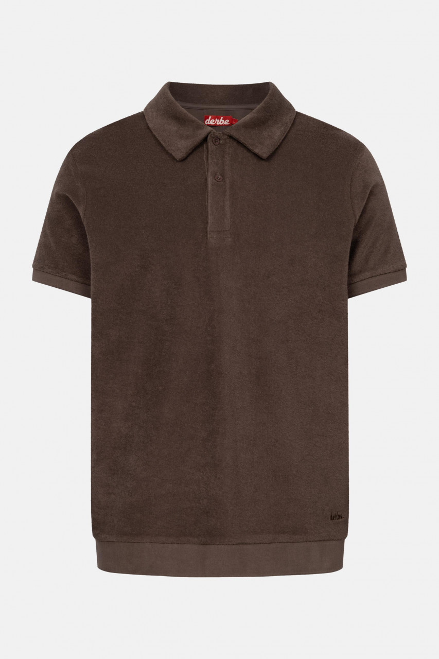 Derbe Frottee Polo Shirt Herren Braun GOTS Organic
