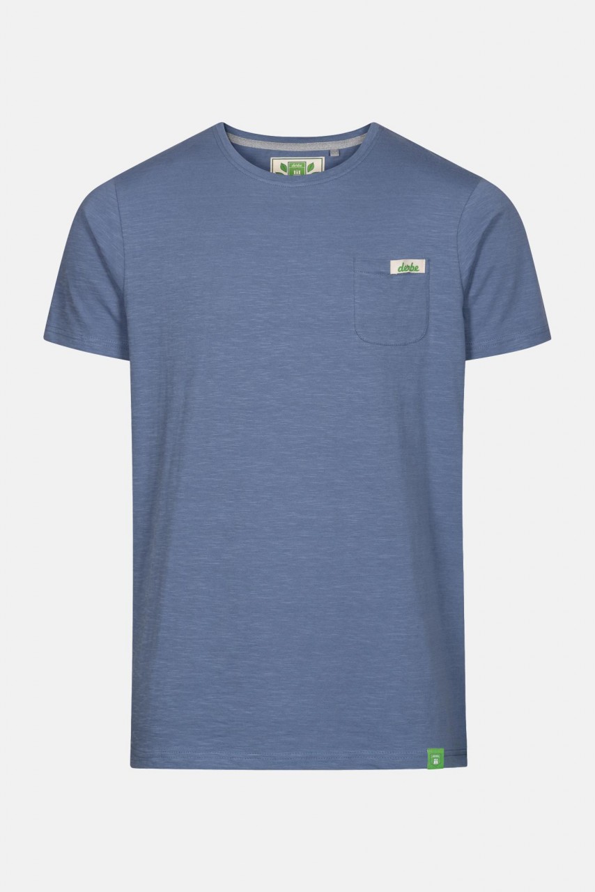 Derbe Gideon Herren Shirt Gots Organic Blau Bio