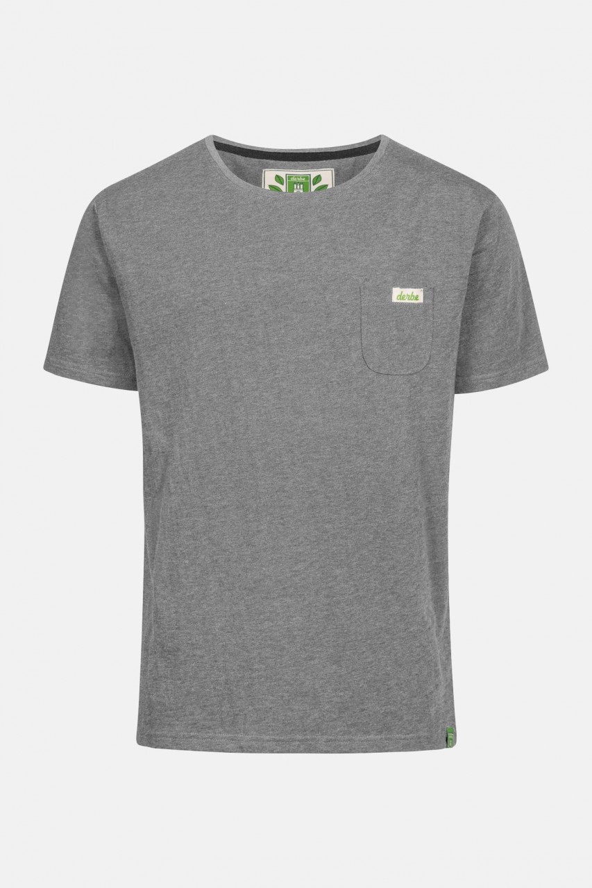 Derbe Gideon Herren Shirt Gots Organic Hellgrau Melange Bio