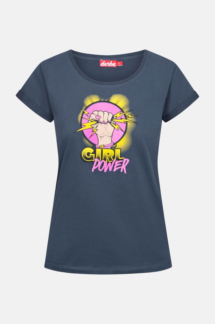 Derbe Girl Power Damen T-Shirt Navy Dunkelblau