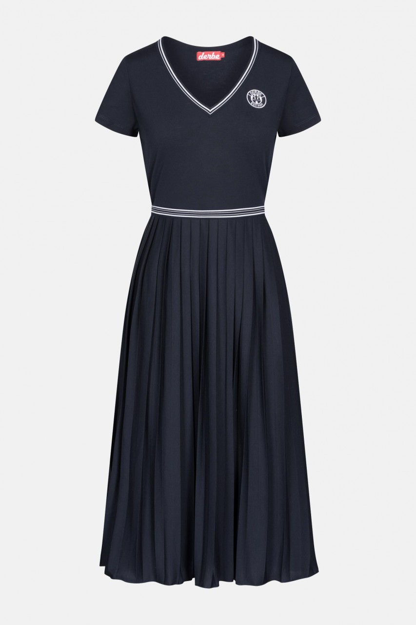 Derbe Girls Dress Damen Kleid Navy Dunkelblau V-Ausschnitt