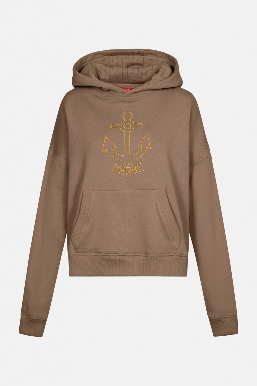 Derbe Golden Anchor Damen Kapuzenpullover Otter Braun Anker