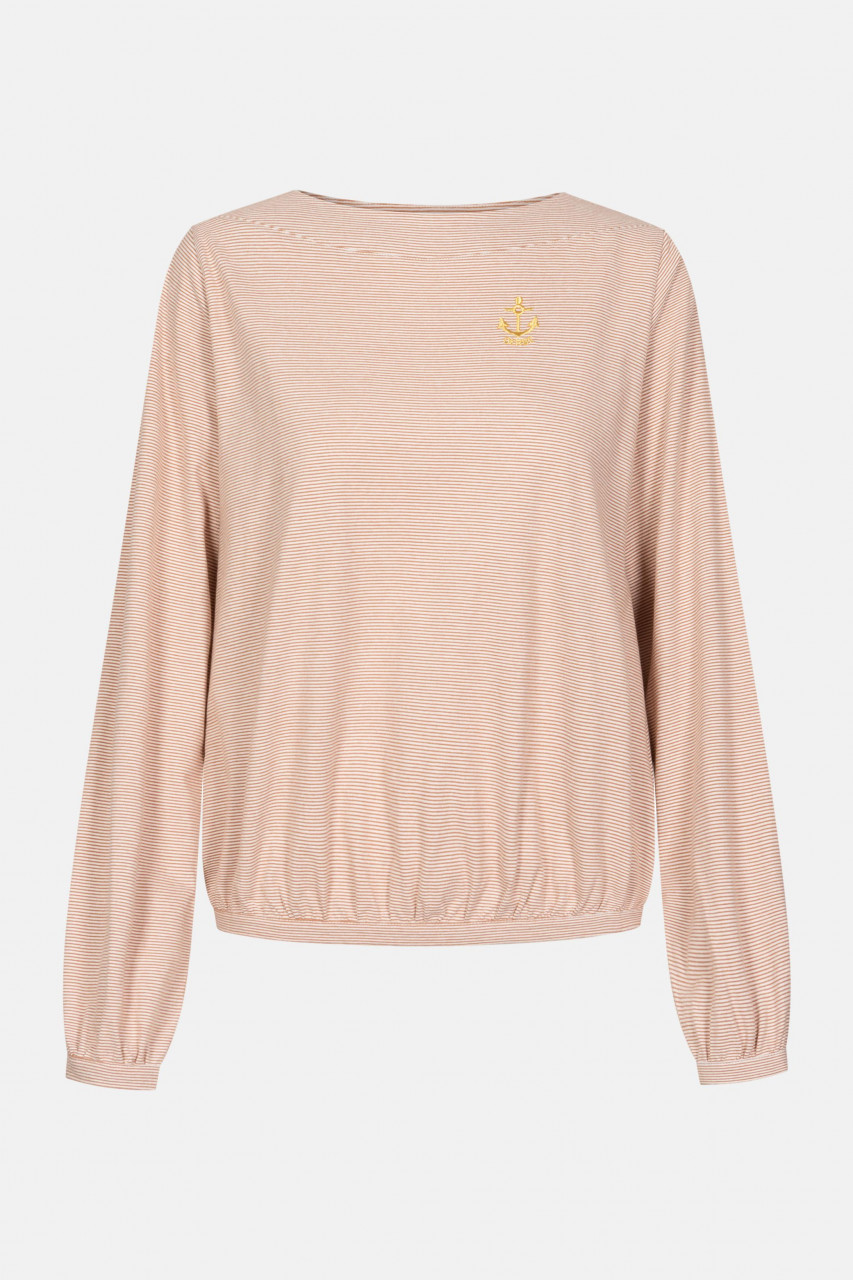Derbe Golden Anchor LS Damen Langarm Shirt Burnt Ochre Rostrot Streifen