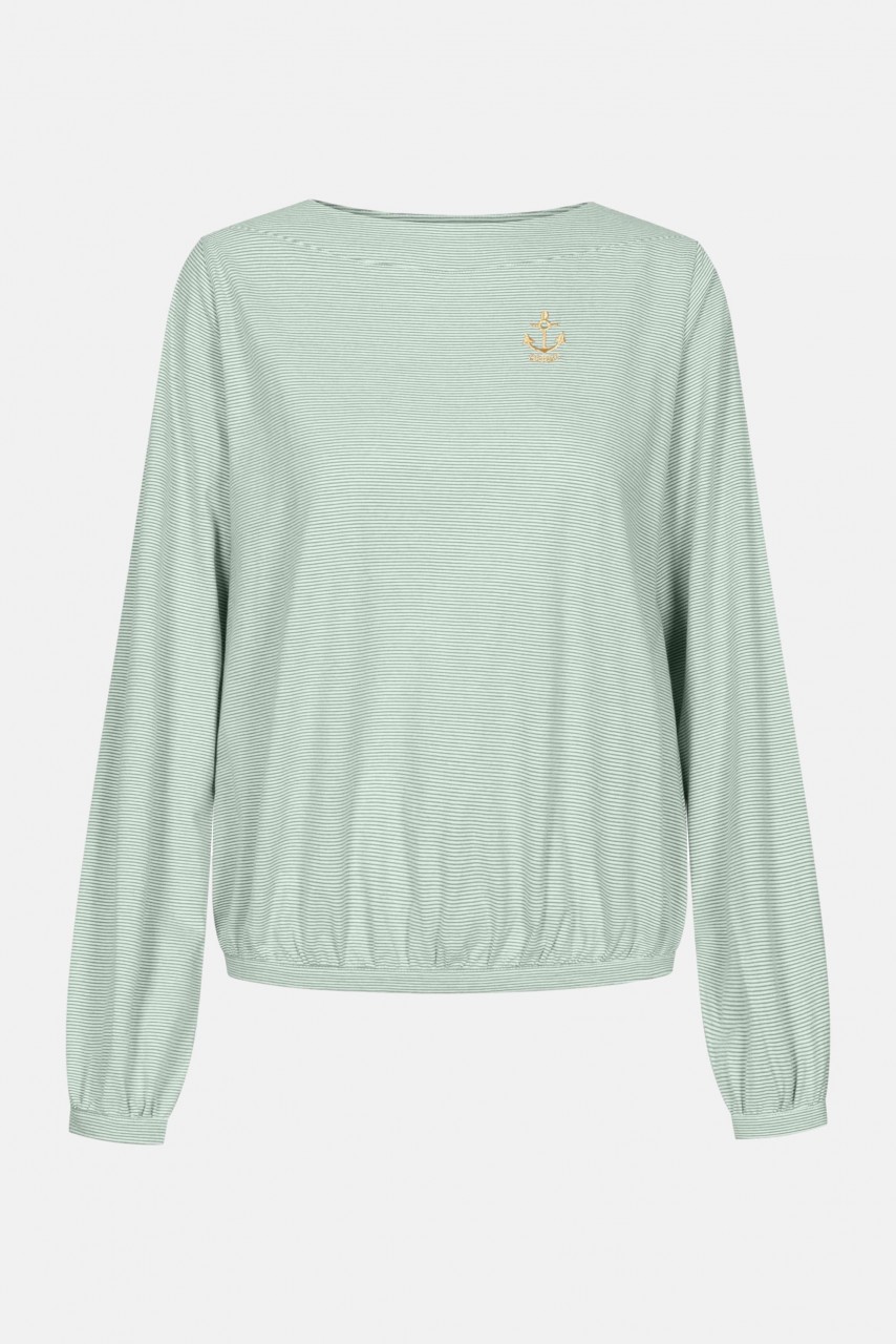 Derbe Golden Anchor LS Damen Langarm Shirt Lily Pad Grün Gestreift