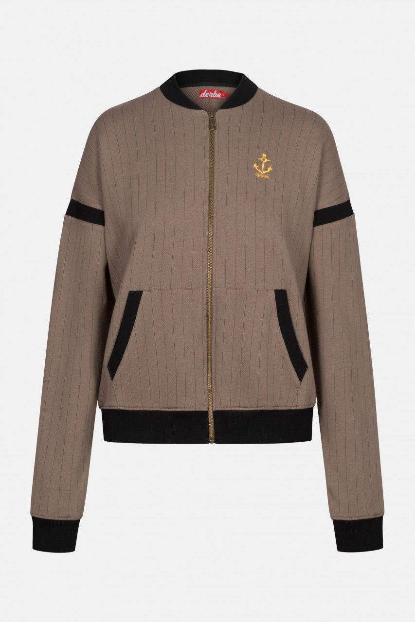 Derbe Golden Anchor Zipper Striped Damen Sweatjacke Otter Braun Streifen