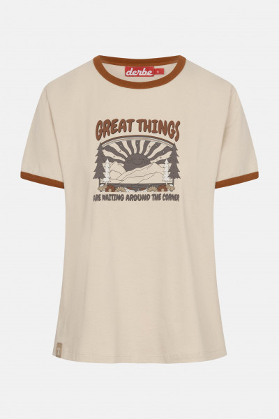 Derbe T-Shirt Great Corner Damen Beige Grau GOTS Organic