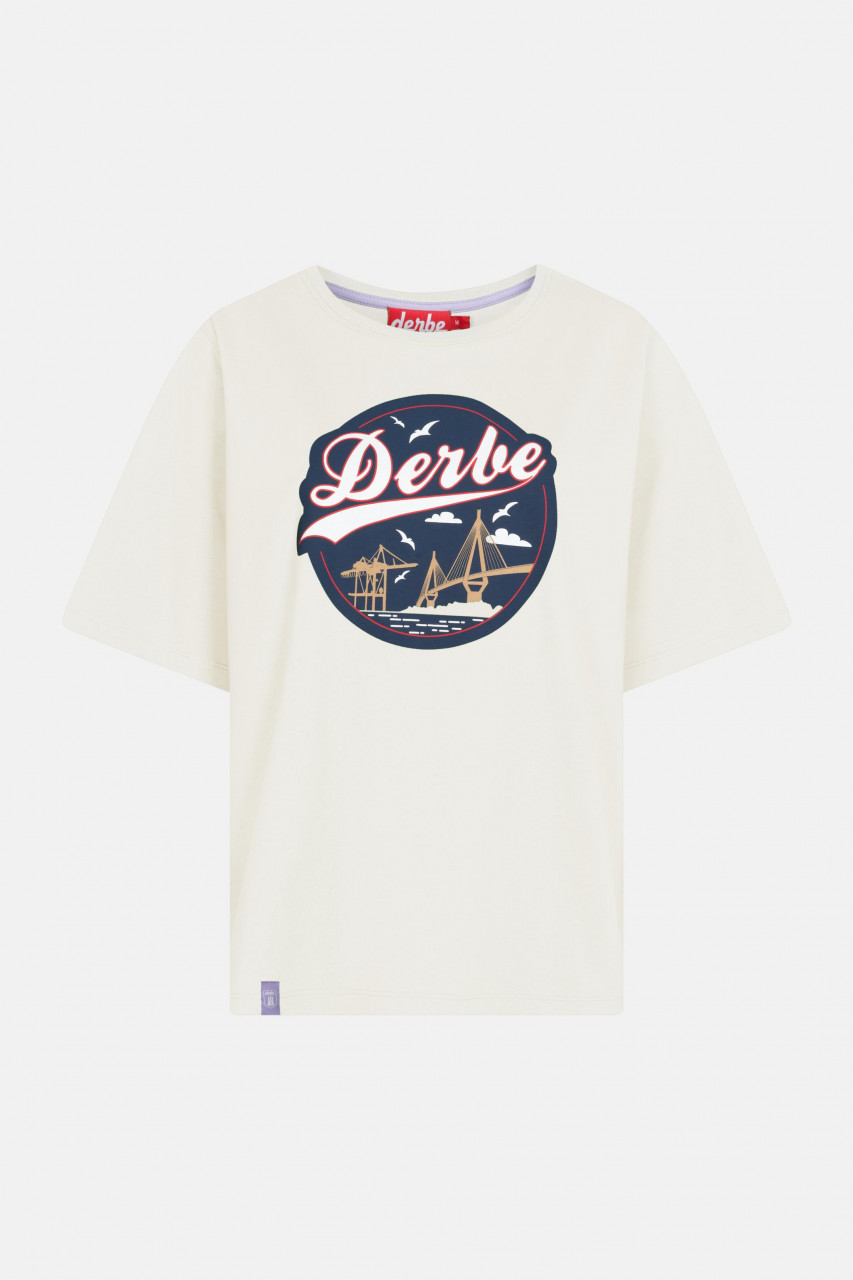 Derbe Hafenbrücke Damen T-Shirt Oversize Off White Weiß