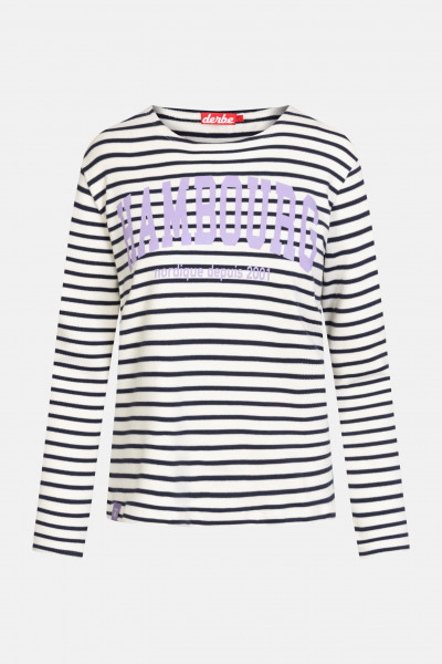 Derbe Hambourg Damen Langarmshirt Striped Offwhite Navy Beige Blau Gestreift