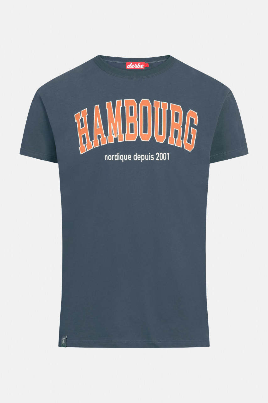 Derbe Hambourg Herren T-Shirt Navy Dunkelblau Orange
