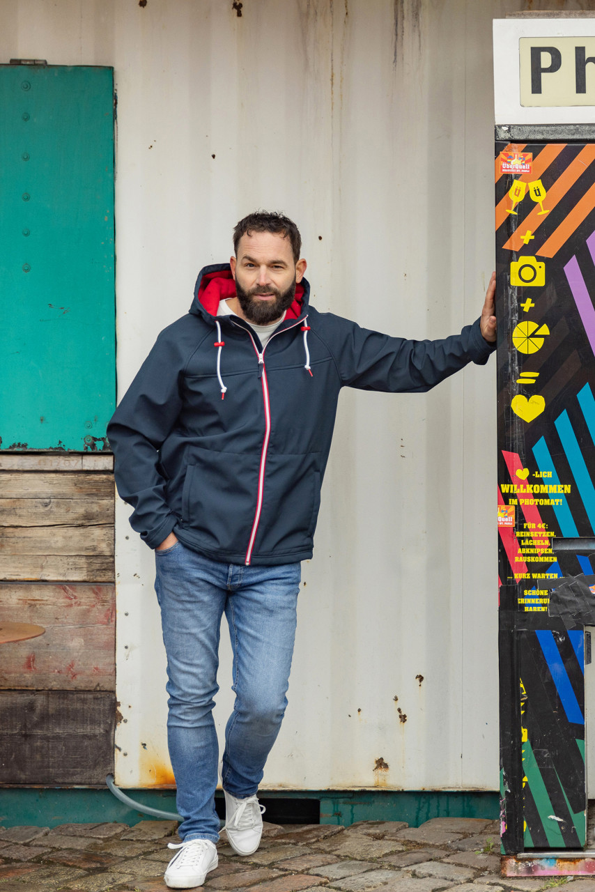 Derbe Isleby Herren Softshell Jacke Blau Rot