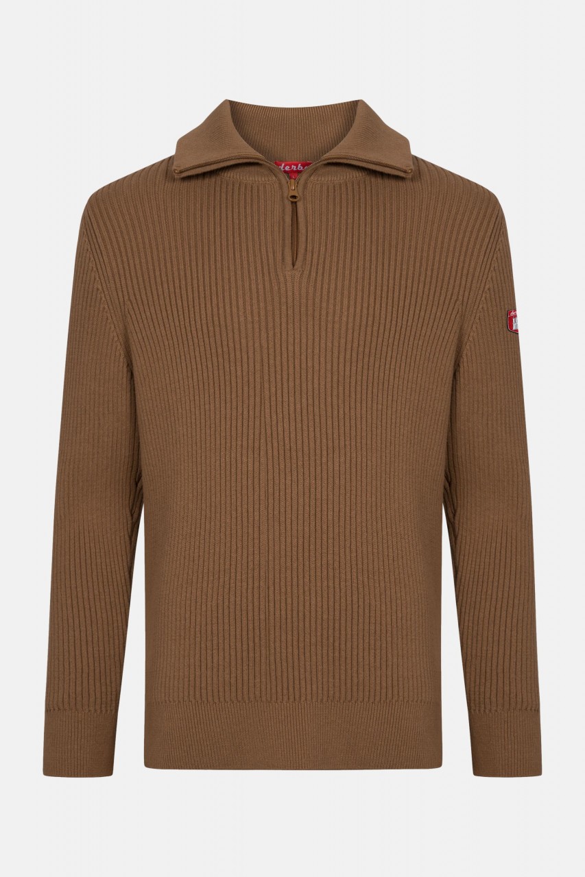 Derbe Herren Troyer Gots Organic Pullover Otter Braun