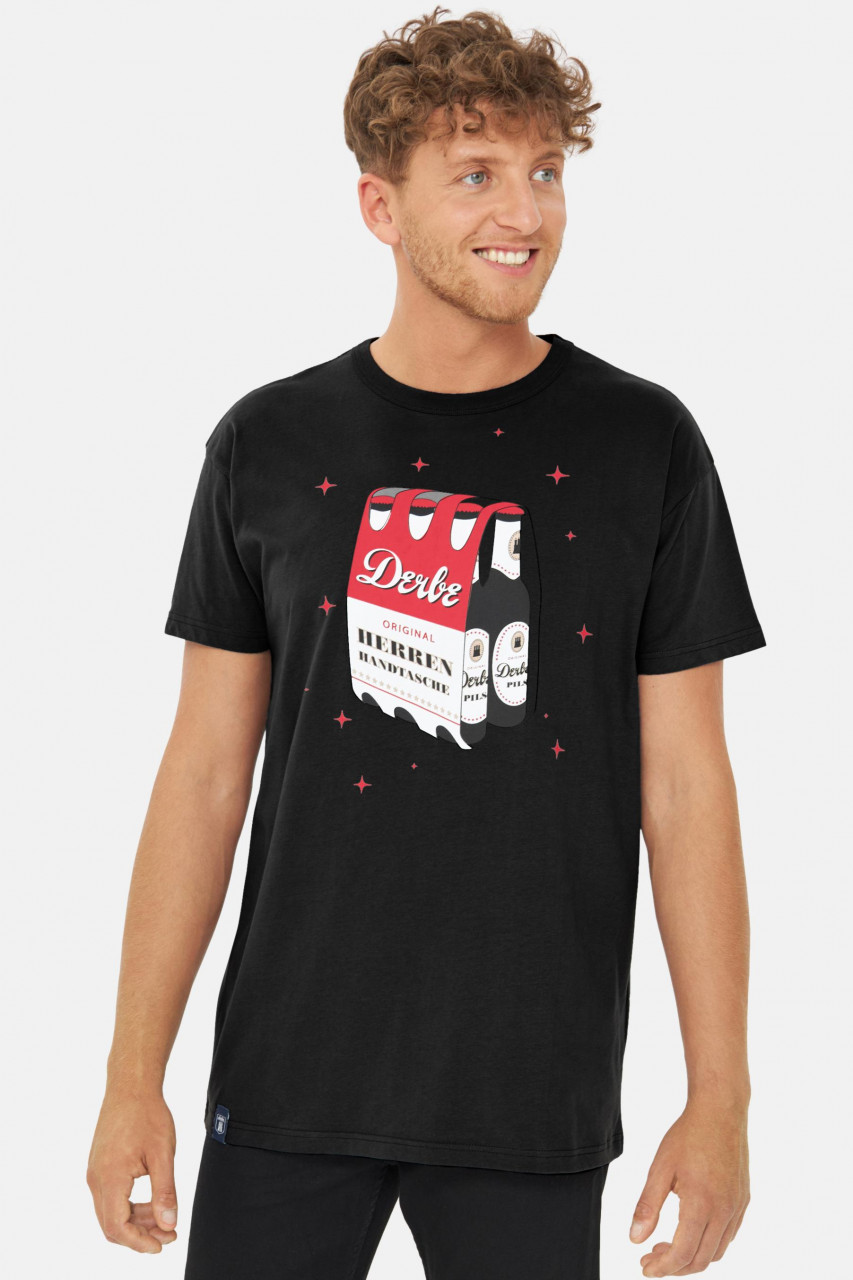 Derbe T-Shirt Herrenhandtasche Herren Schwarz