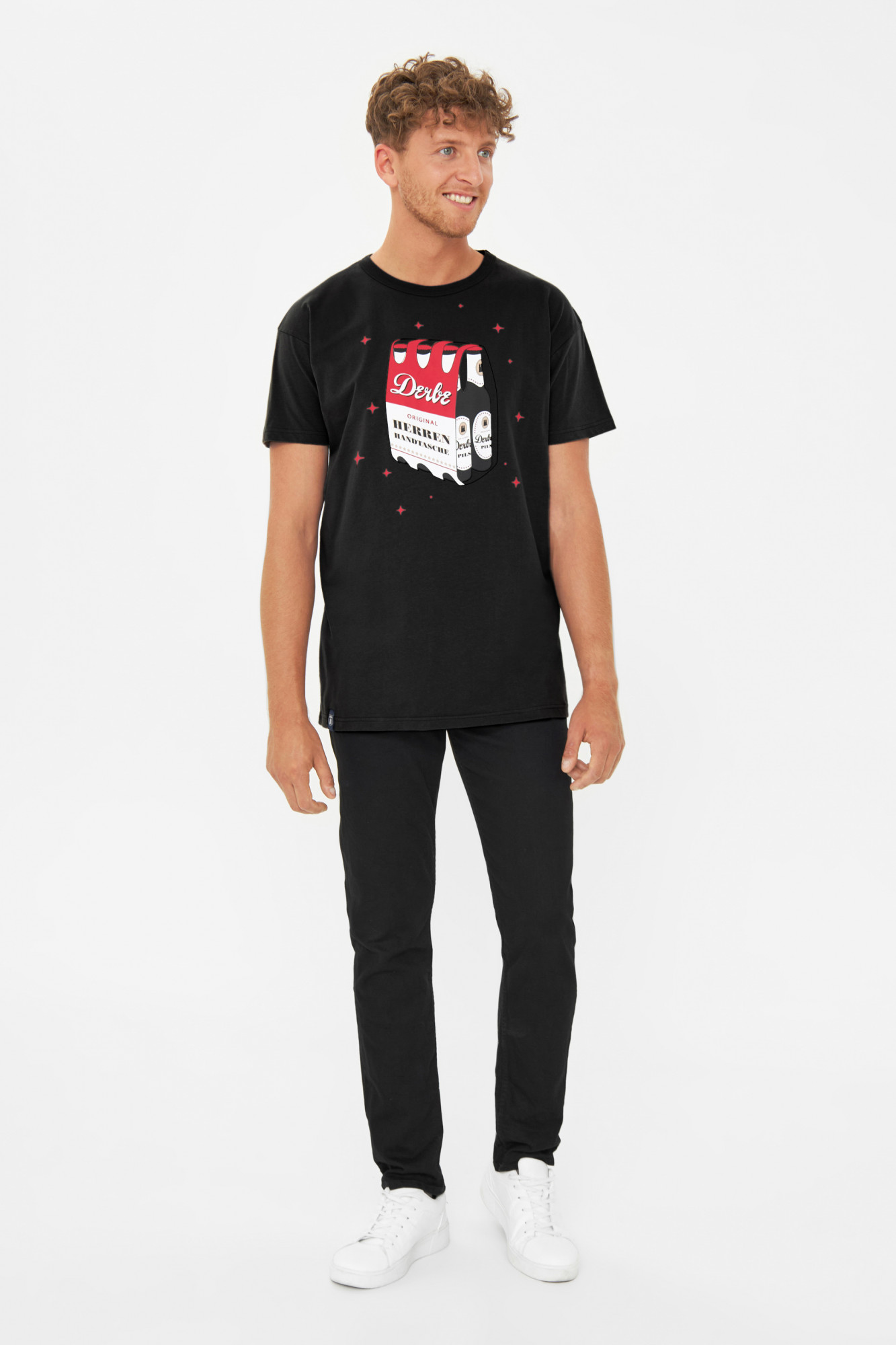 Derbe T-Shirt Herrenhandtasche Herren Schwarz