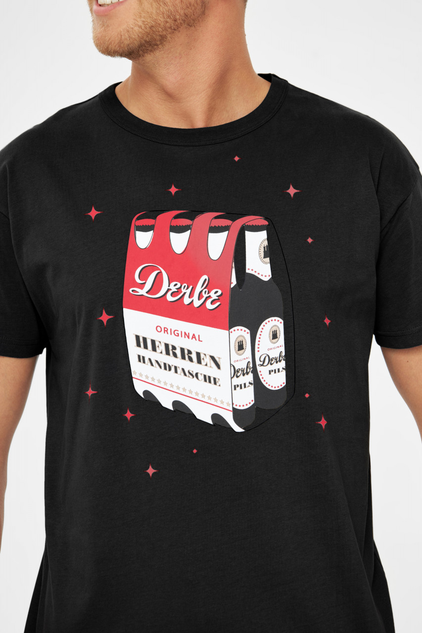 Derbe T-Shirt Herrenhandtasche Herren Schwarz