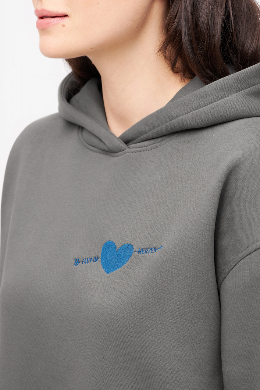 Derbe Hoodie Herzflut Damen Grau Kapuzenpullover
