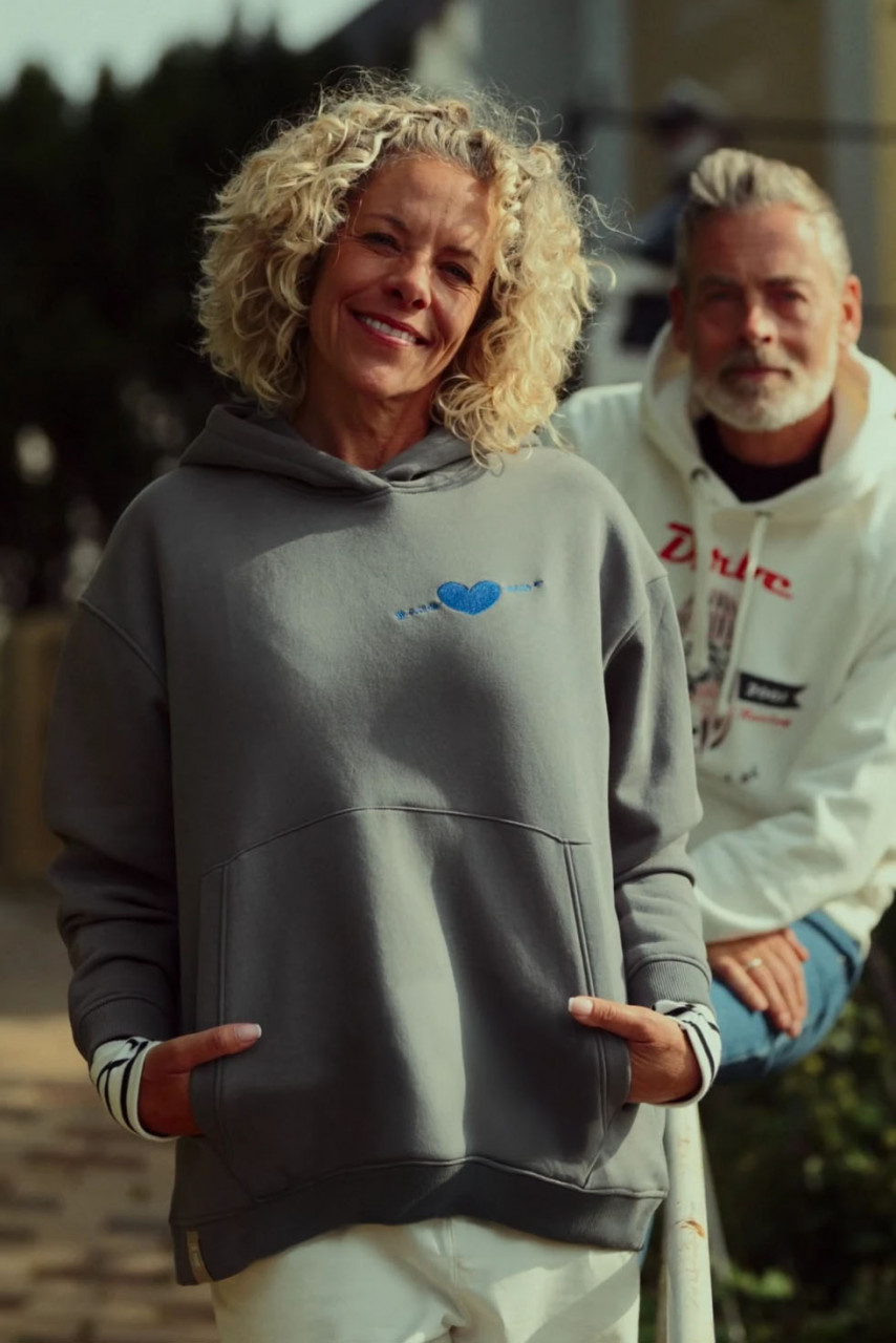 Derbe Hoodie Herzflut Damen Grau Kapuzenpullover