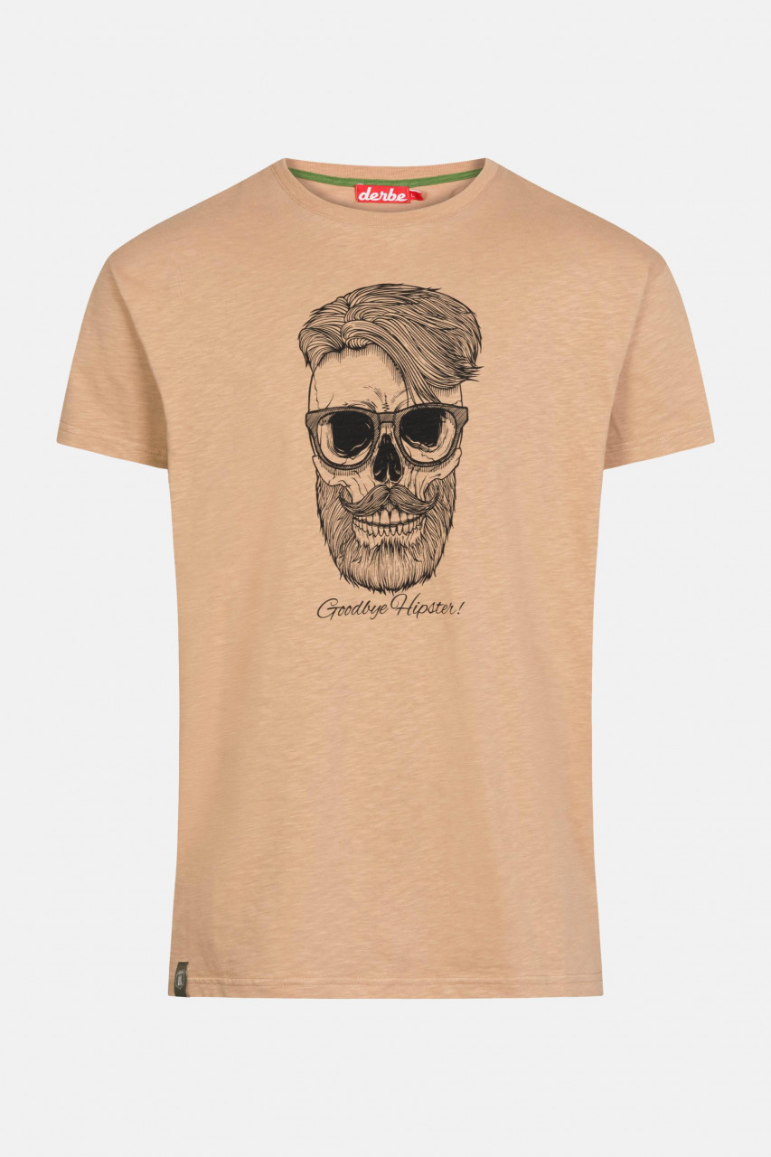 Derbe Hipster Herren T-Shirt Caramel Ocker Schädel Hellbraun
