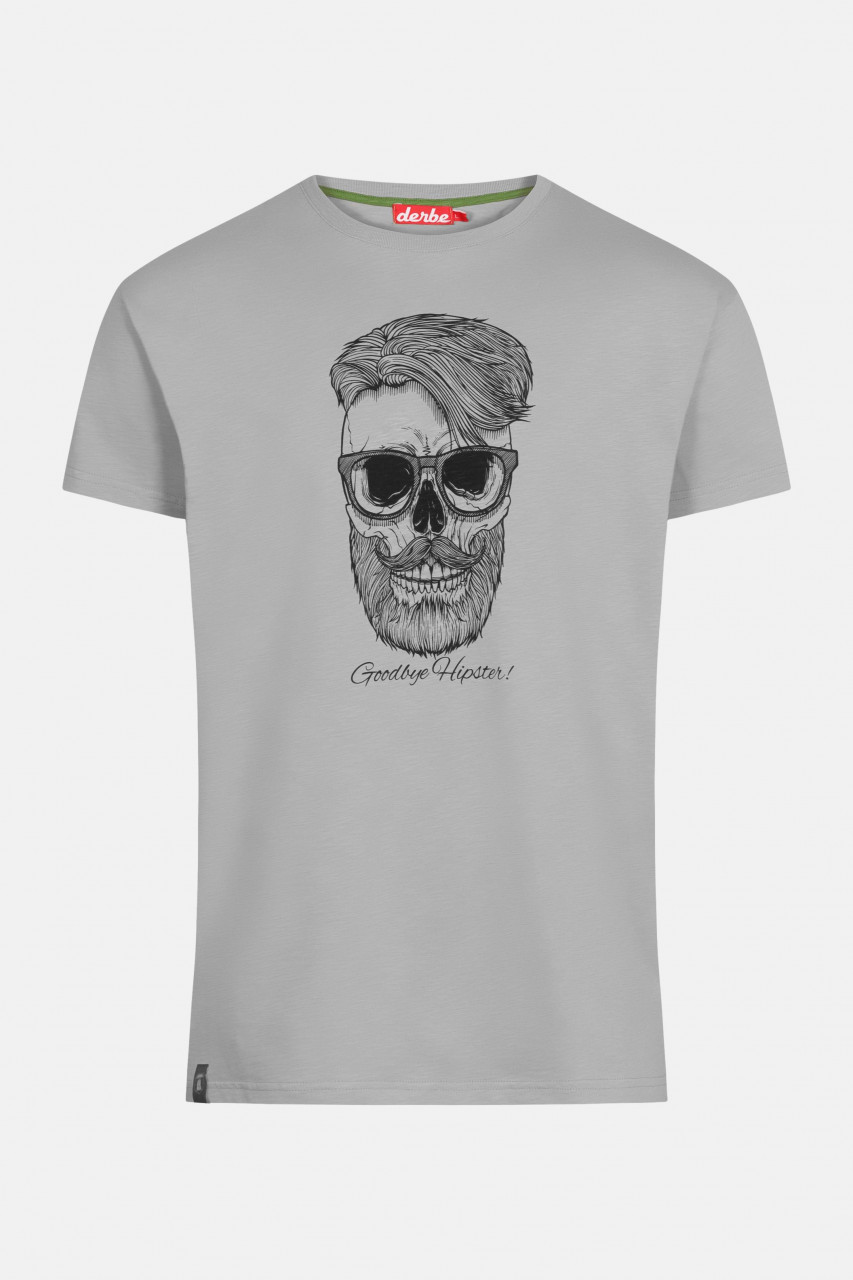 Derbe Hipster Herren T-Shirt Grey Grau Schädel