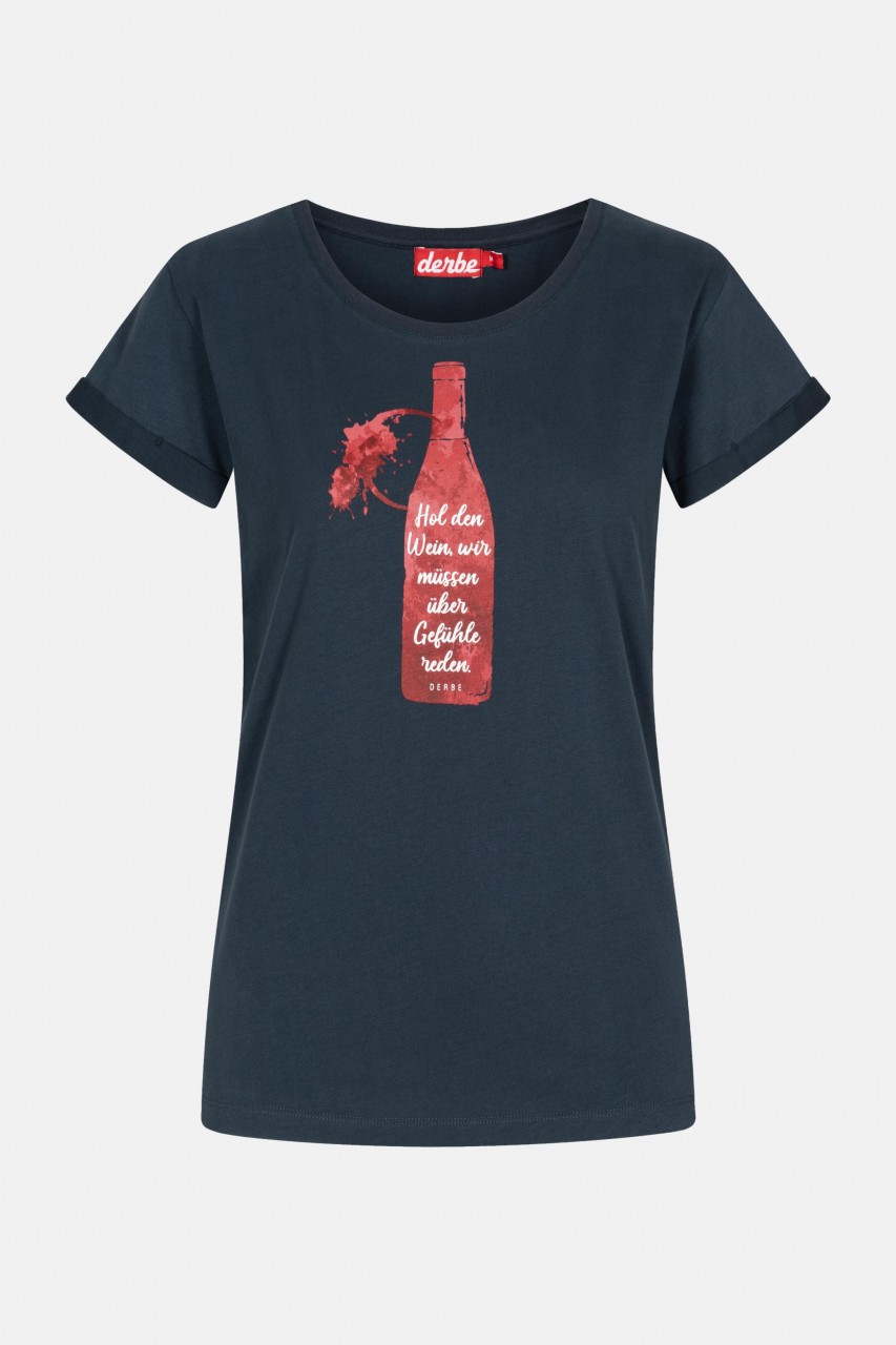 Derbe Hol den Wein Damen T-Shirt Navy Dunkelblau