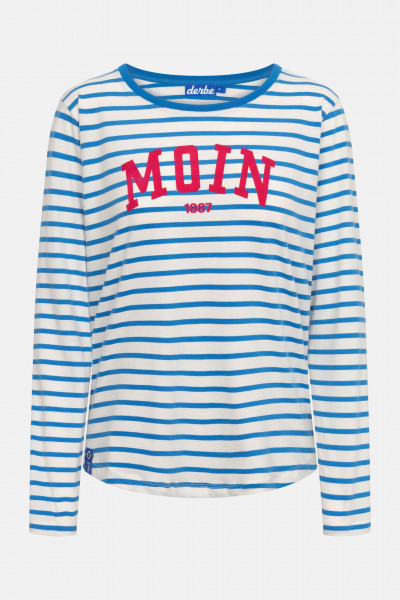 Derbe x HSV Moin HSV Damen Streifenshirt Weiß Blau HSV Fanartikel Langarmshirt