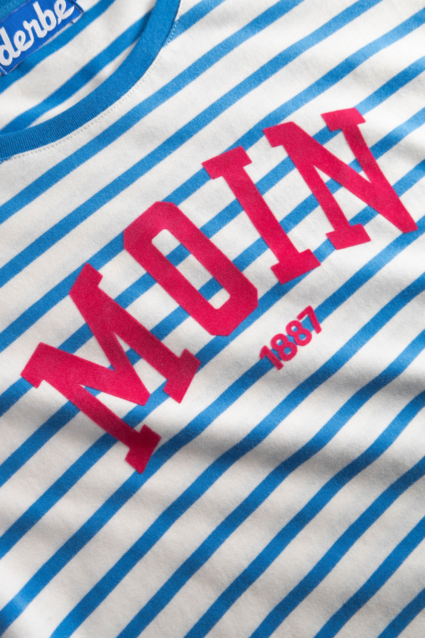 Derbe x HSV Moin HSV Damen Streifenshirt Weiß Blau HSV Fanartikel Langarmshirt