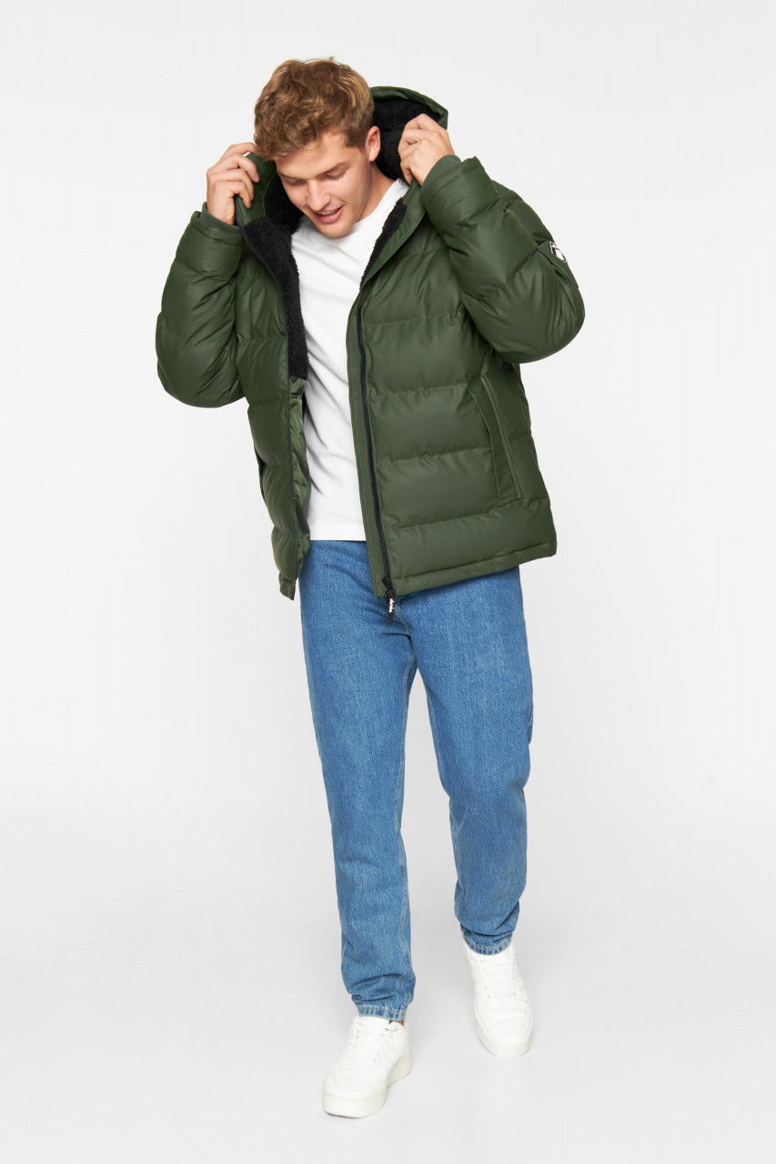 Derbe Interholm Cozy Herren Winterjacke Oliv Grün Kombu Green Black Puffer Jacket Teddy