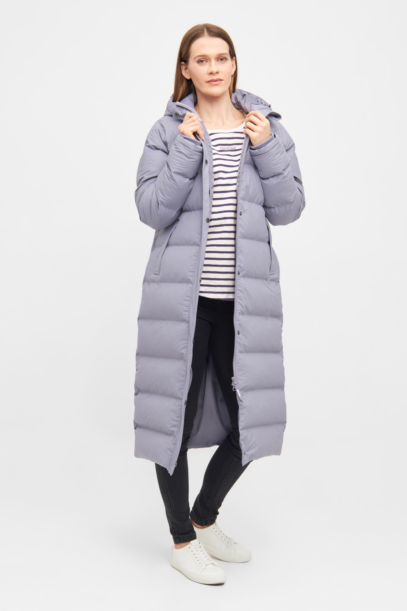 Derbe Wintermantel Interholm Damen Flieder Grau Puffer