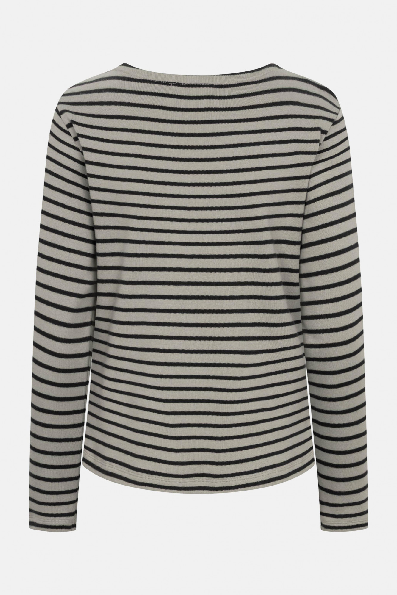Derbe Streifenshirt Interstriped Damen Grau Schwarz Langarmshirt GOTS Organic