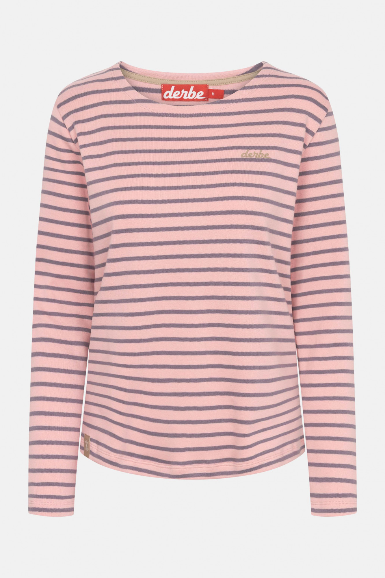 Derbe Streifenshirt Interstriped Damen Rosa Lila Grau Langarmshirt GOTS Organic