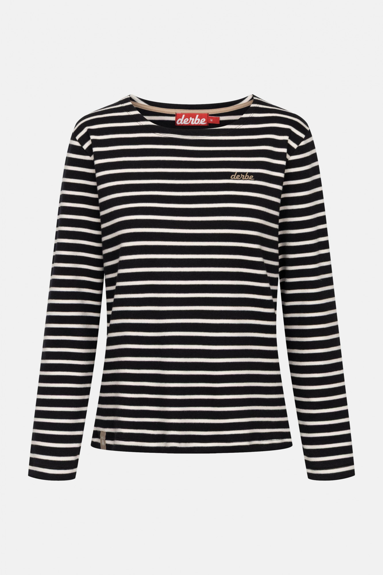 Derbe Streifenshirt Interstriped Damen Schwarz Weiß Langarmshirt GOTS Organic