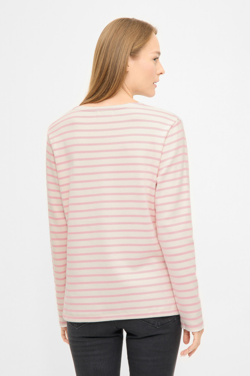 Derbe Streifenshirt Interstriped Damen Weiß Rosa Langarmshirt GOTS Organic