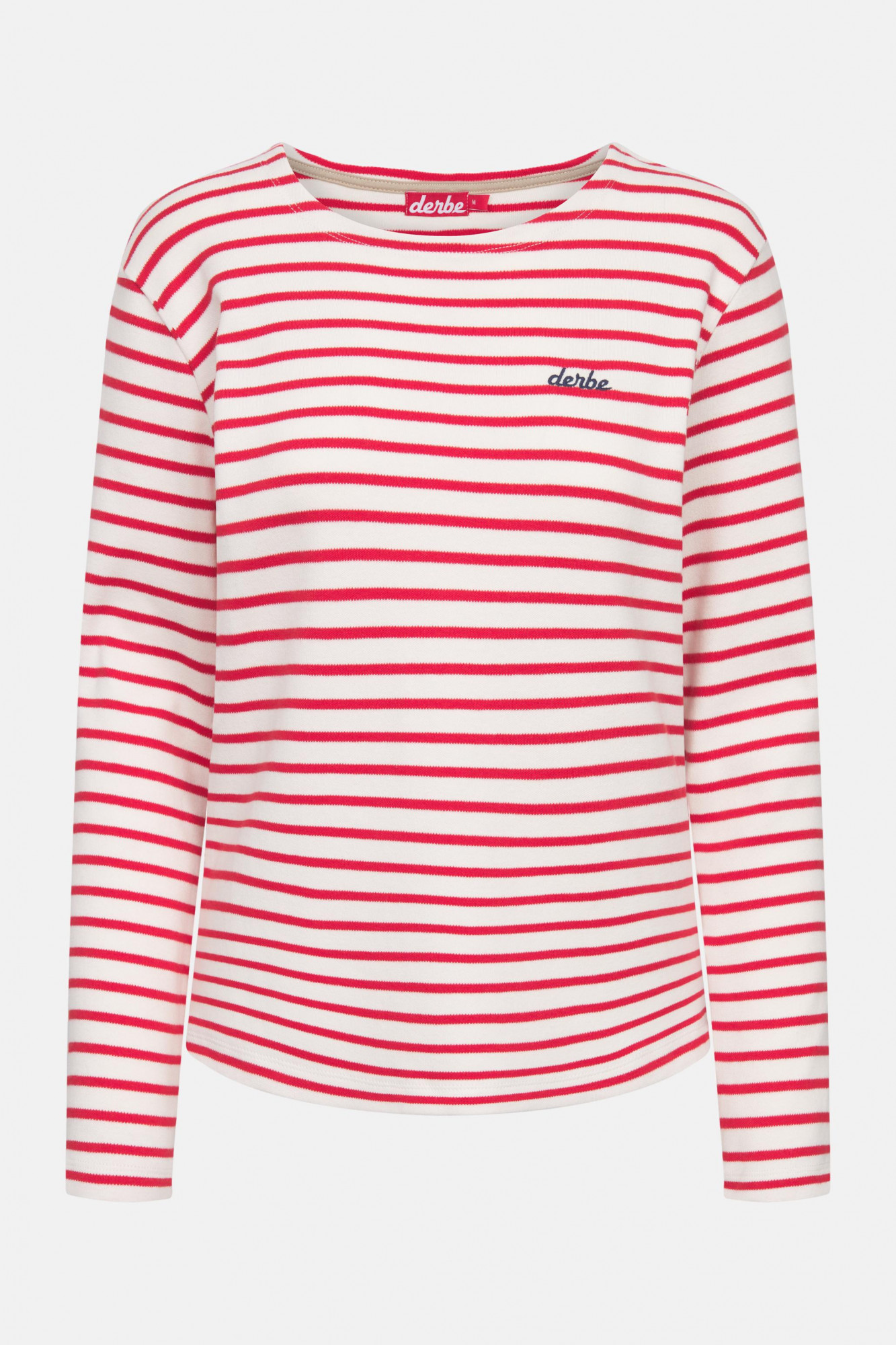 Derbe Langarmshirt Interstriped Damen Weiß Rot Streifenshirt