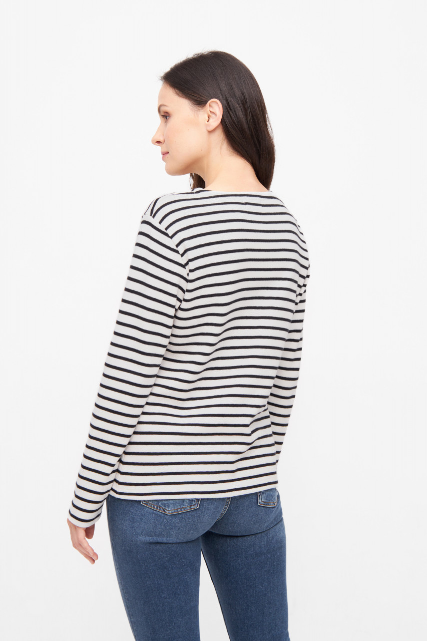 Derbe Langarmshirt Interstriped Damen Weiß Schwarz Streifenshirt