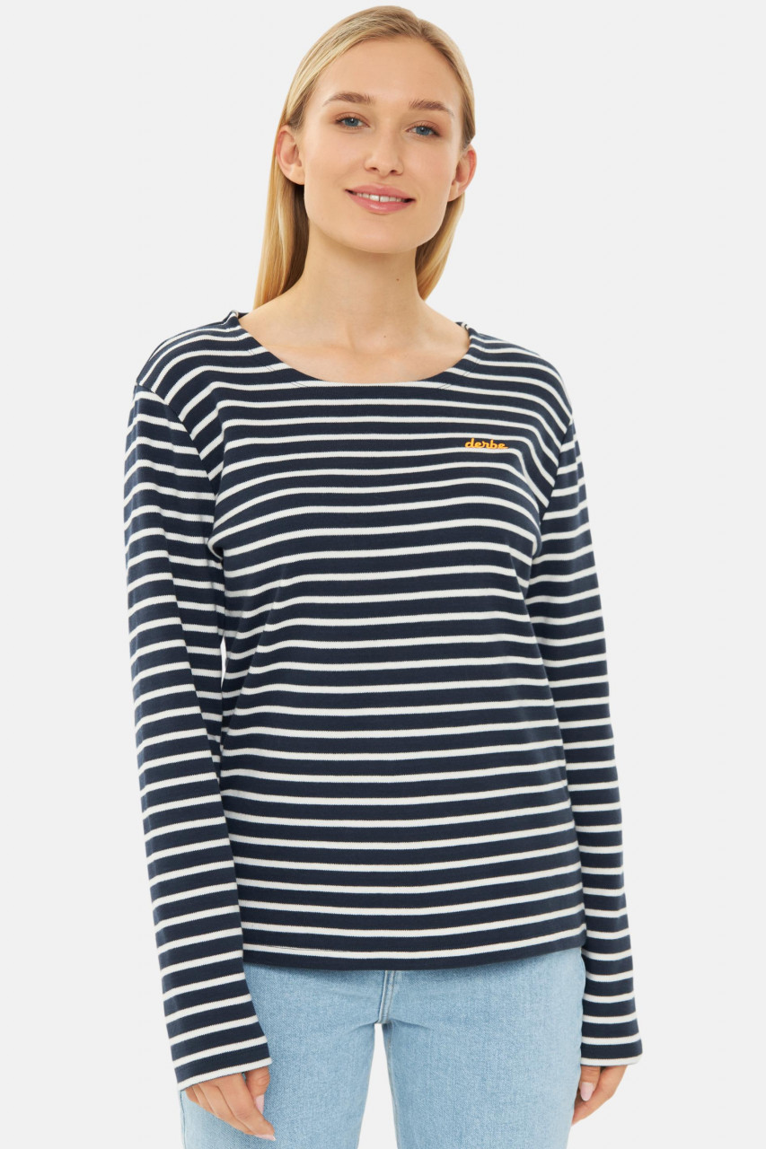 Derbe Langarmshirt Interstriped Damen Dunkelblau Streifenshirt