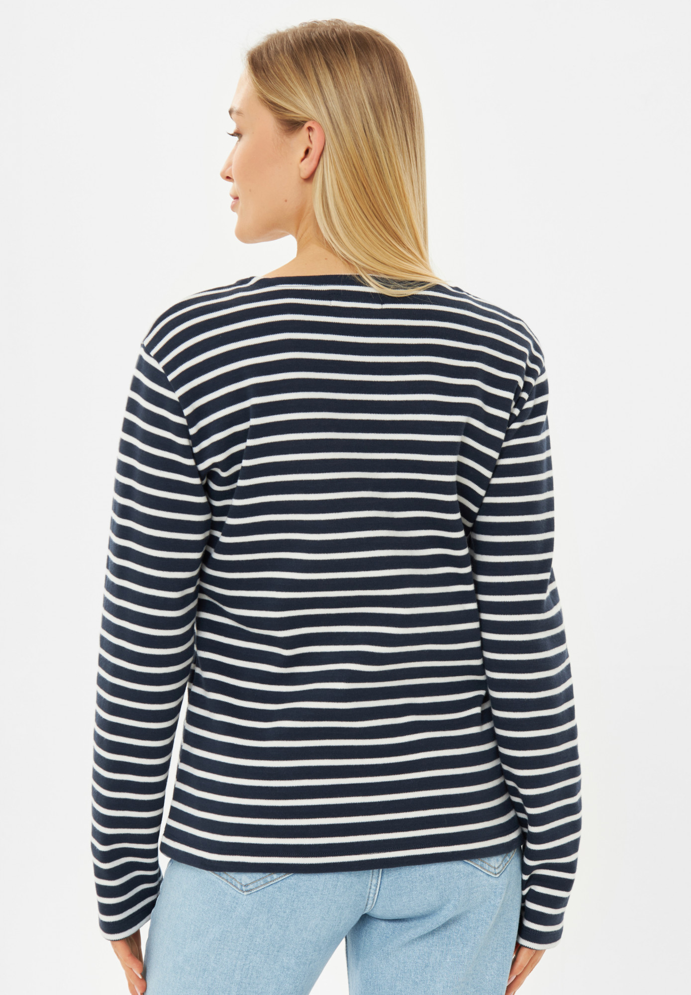 Derbe Langarmshirt Interstriped Damen Dunkelblau Streifenshirt