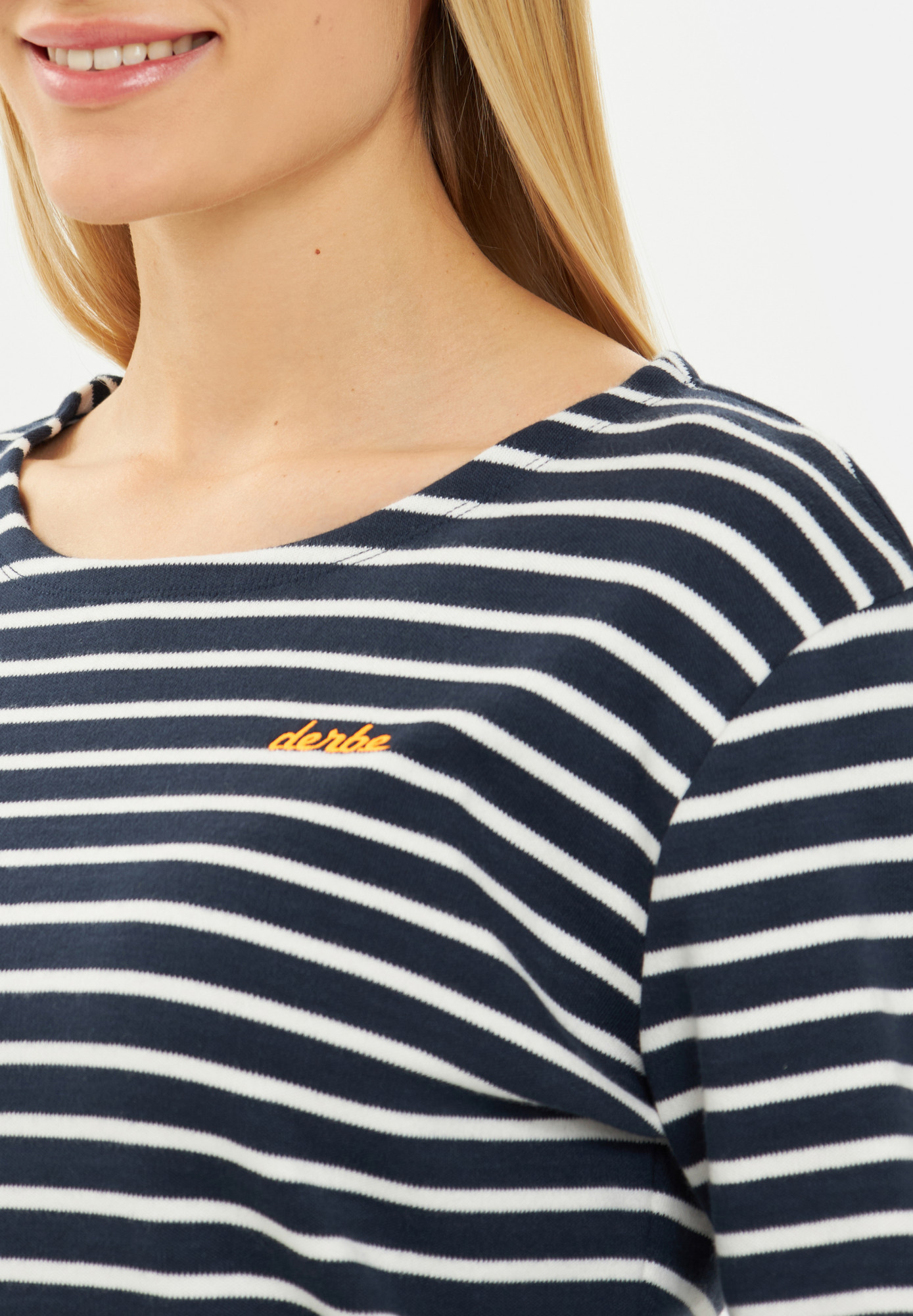 Derbe Langarmshirt Interstriped Damen Dunkelblau Streifenshirt